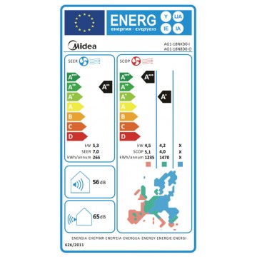 Midea AG1-18NXD0-I/AG1-18N8D0-O Xtreme Save Κλιματιστικό Inverter 18000 BTU A++/A+ με WiFi και Τεχνολογία 3D Air Flow